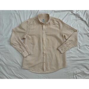 Zara men’s size medium yellow and cream button down collared shirt
